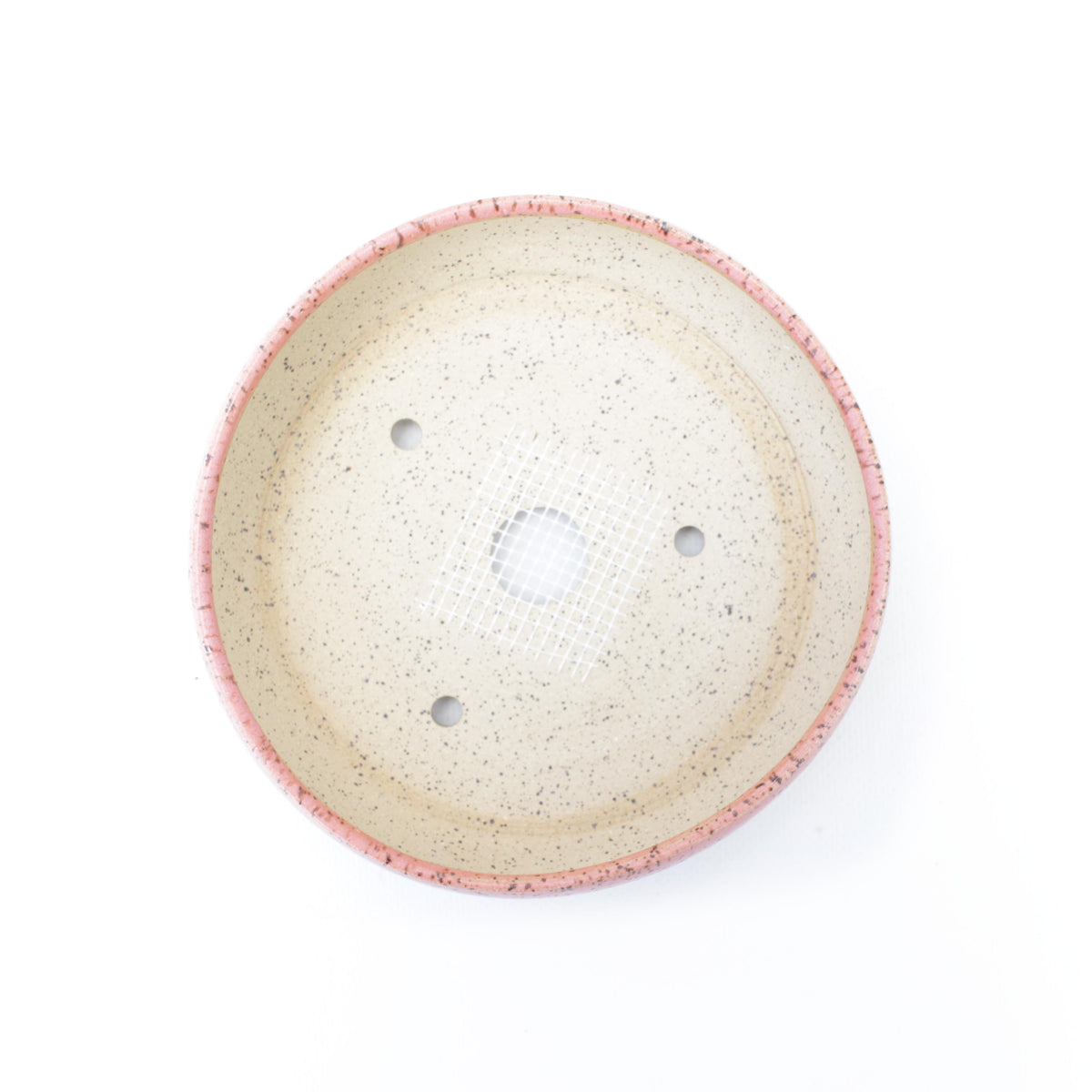 5.5" Coral Pink Speckled Stoneware Bonsai Pot