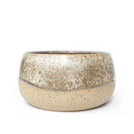 6" Golden Crystalline Speckled Stoneware Planter Pot