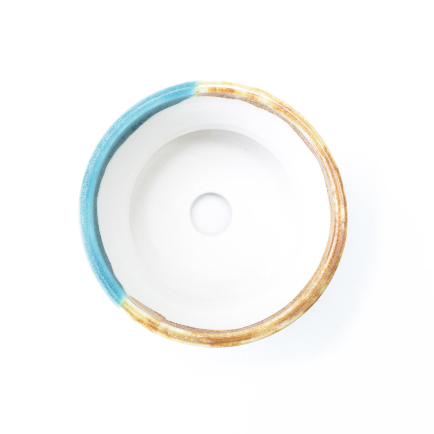 3" Golden Brown & Teal Porcelain Planter Pot