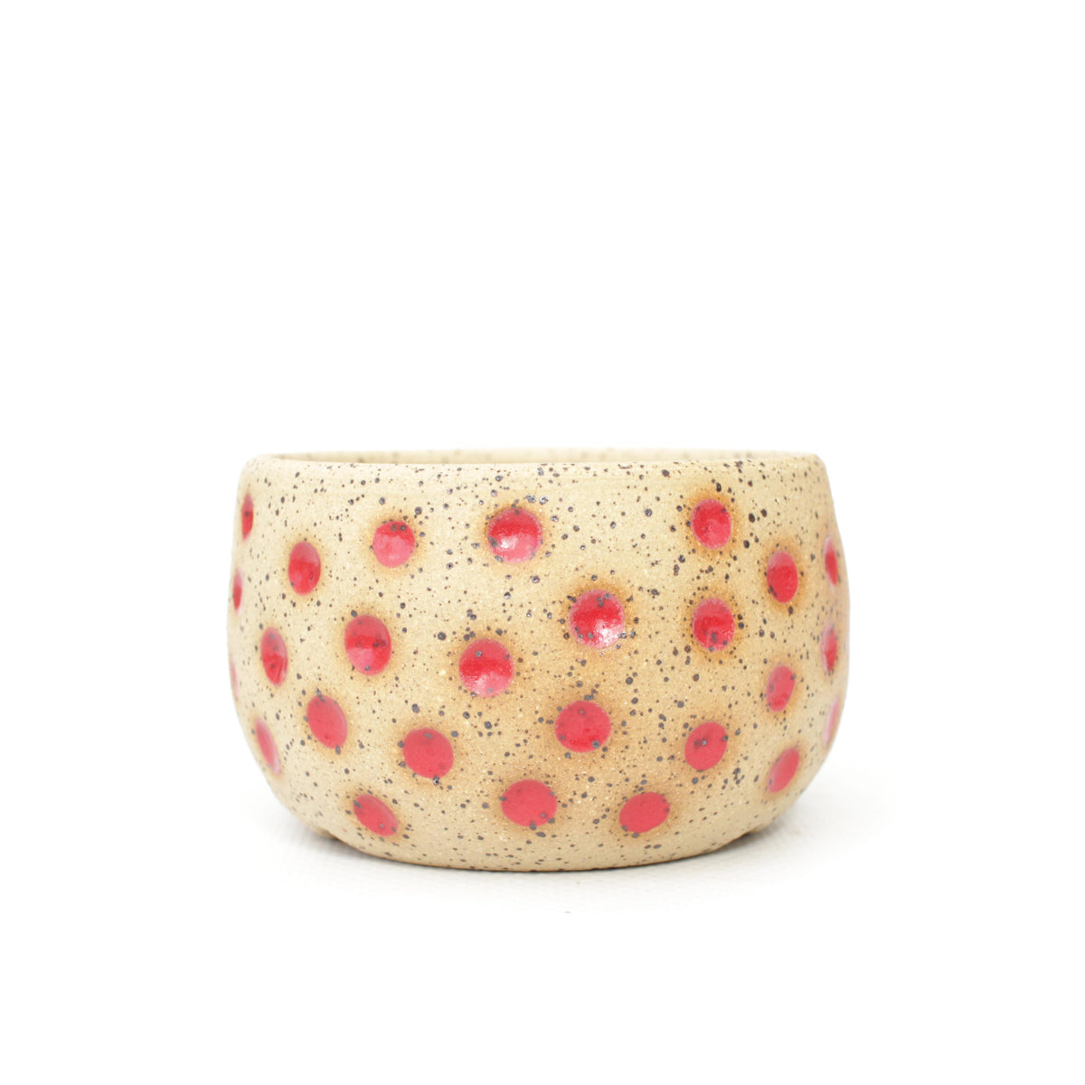 3.25" Cherry Red Speckled Stoneware Planter Pot