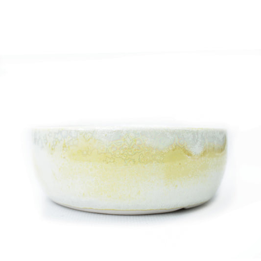 4" Yellow & White Iridescent Porcelain Planter Pot