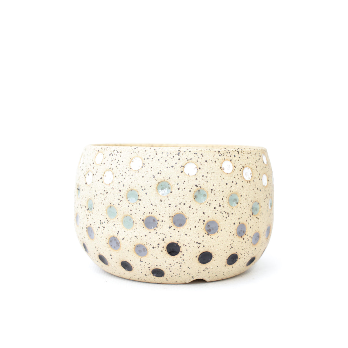 4.25" Grey Tone Speckled Stoneware Planter Pot