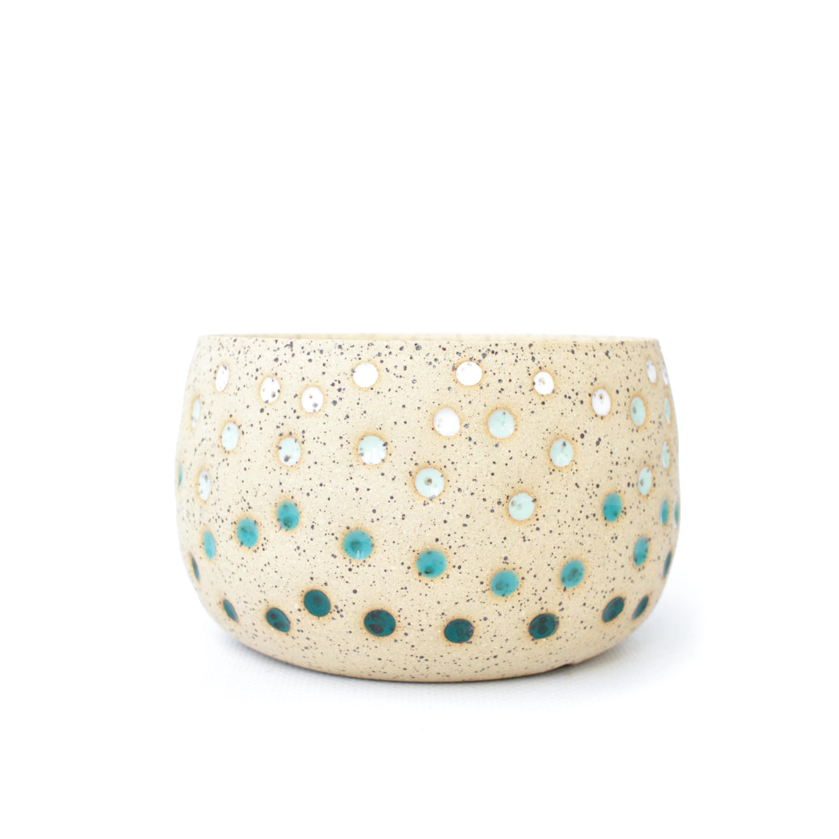 4.5" Teal Tones Speckled Stoneware Planter Pot