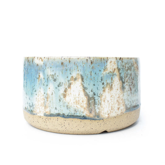 6" Blue Gold Crystal Speckled Stoneware Planter Pot