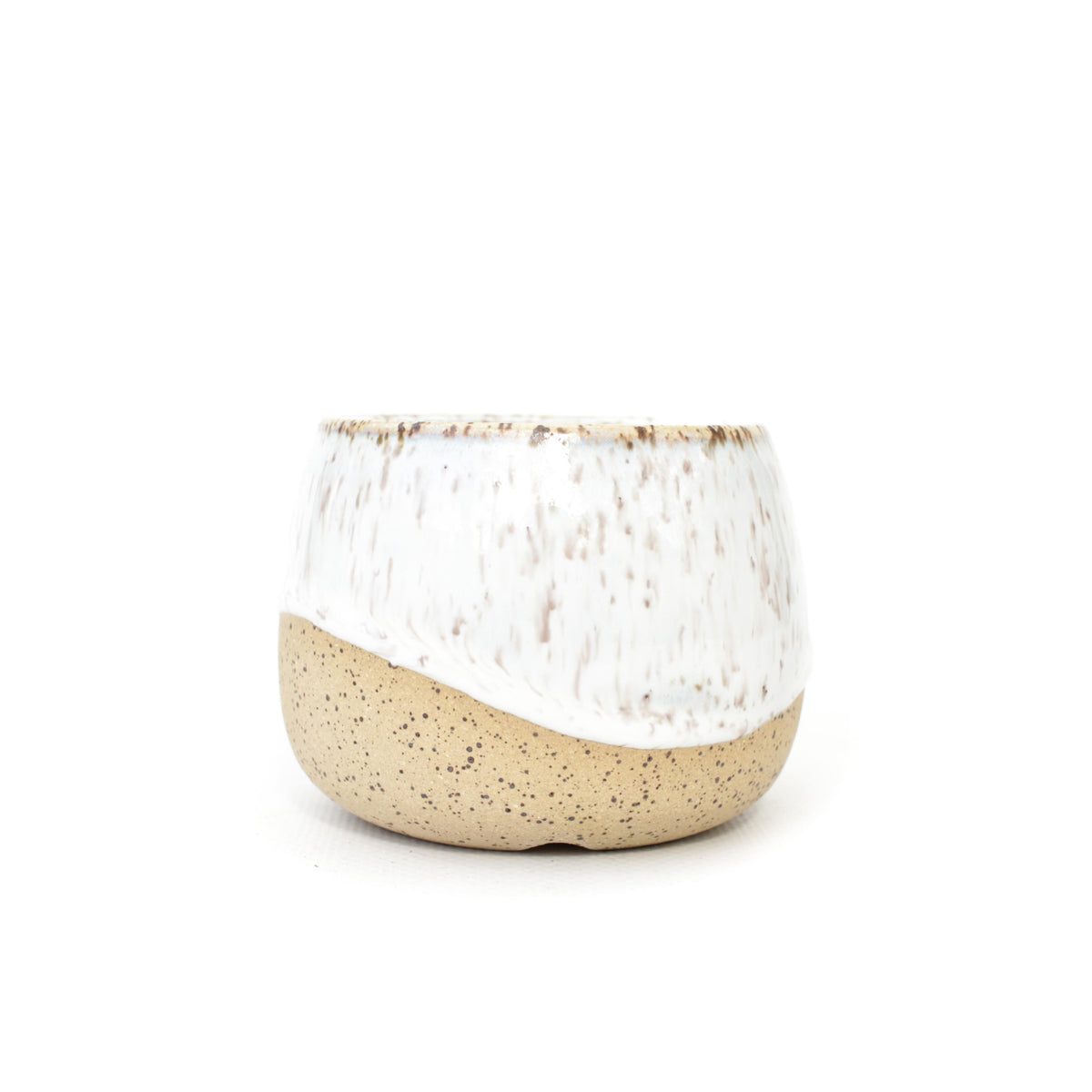 3.25" White Speckled Stoneware Planter Pot