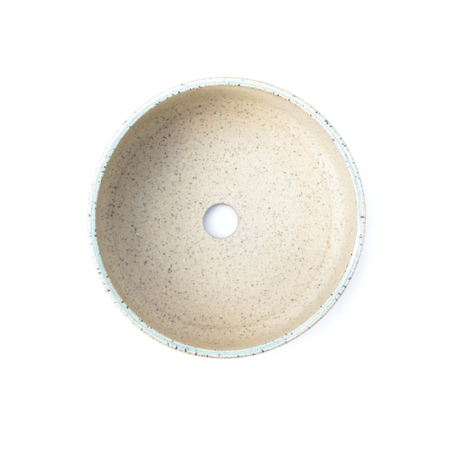 5" Seafoam Green and Brown Speckled Stoneware Planter Pot