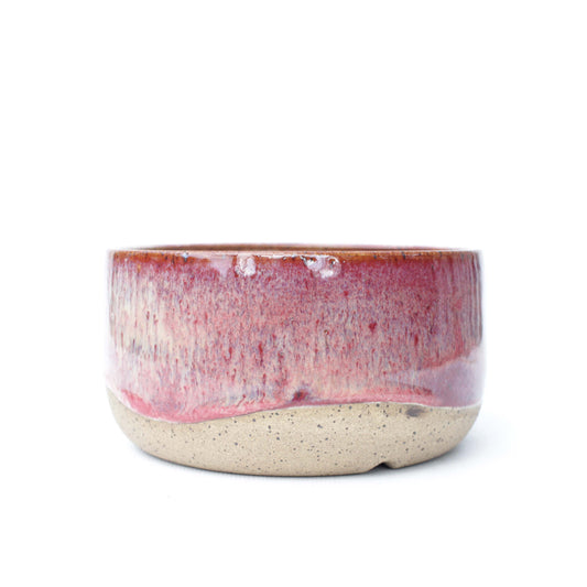 5" Raspberry and Cream Speckled Stoneware Planter Pot
