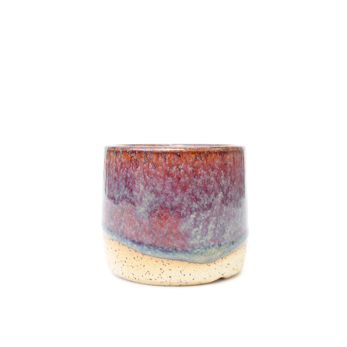 2.5" Cranberry Red Speckled Stoneware Planter Pot