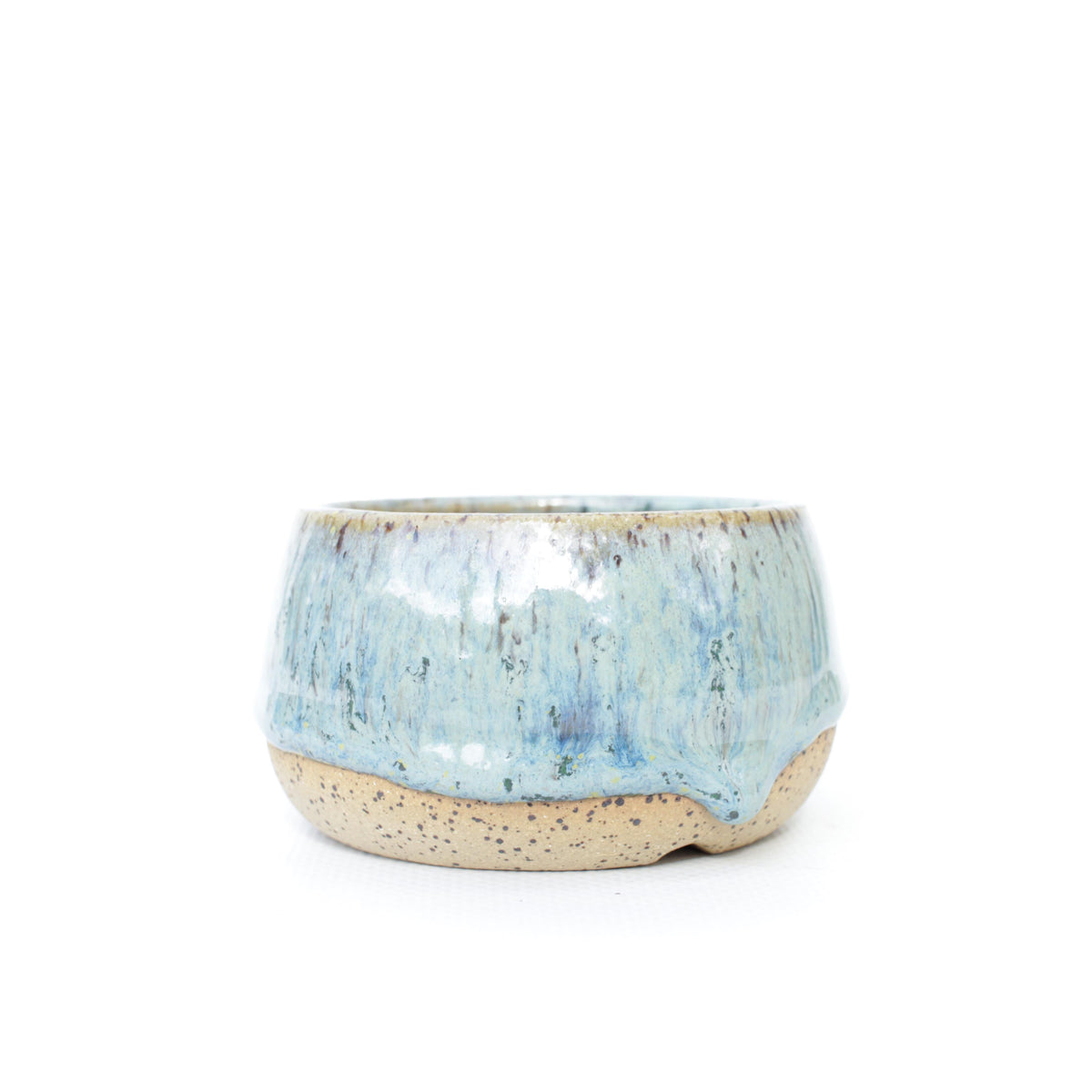 3" Light Blue Speckled Stoneware Planter Pot
