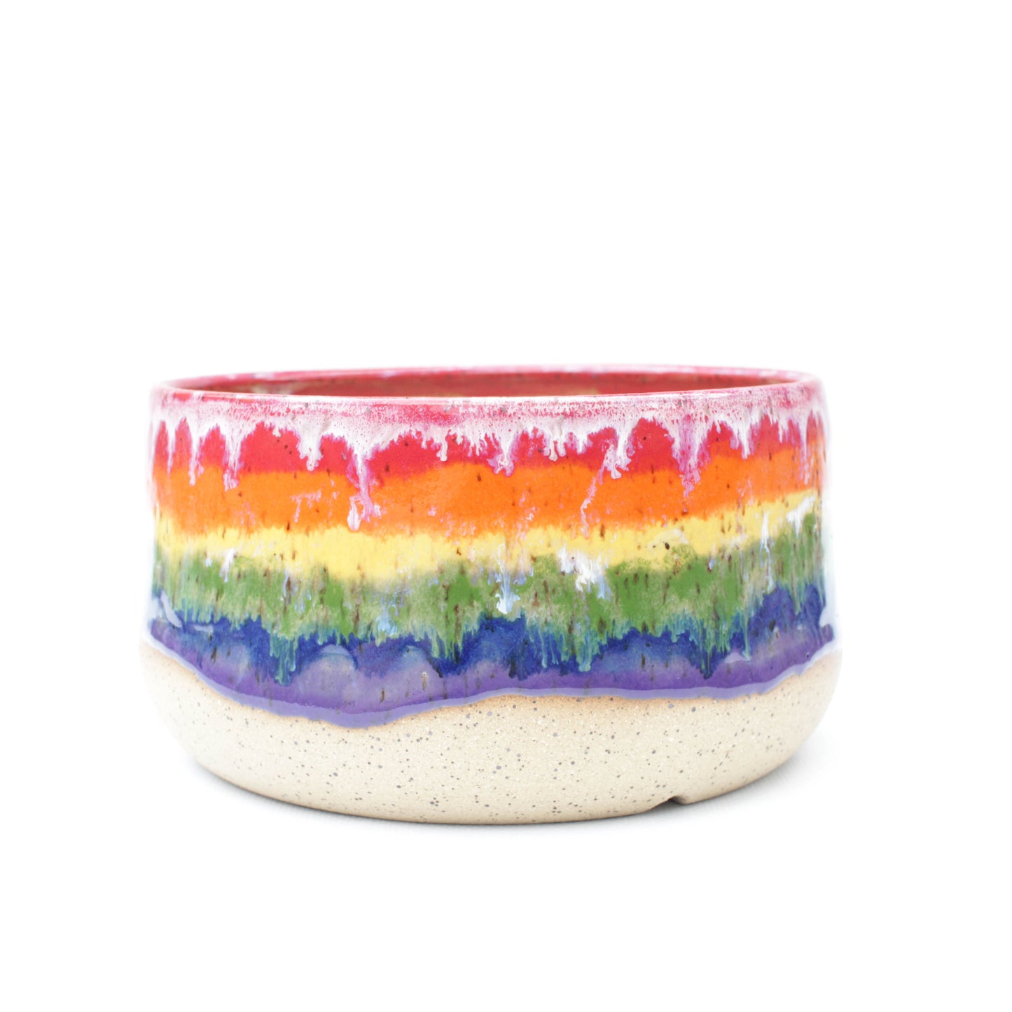 7" Rainbow Speckled Stoneware Planter Pot