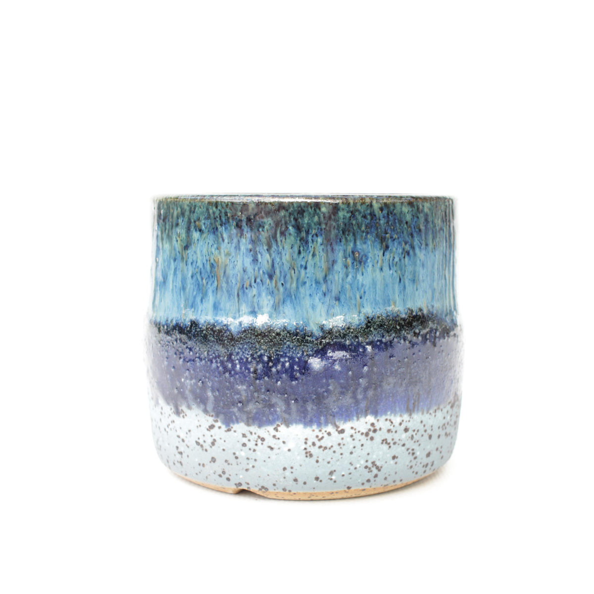 3.5" Blue Speckled Stoneware Planter Pot