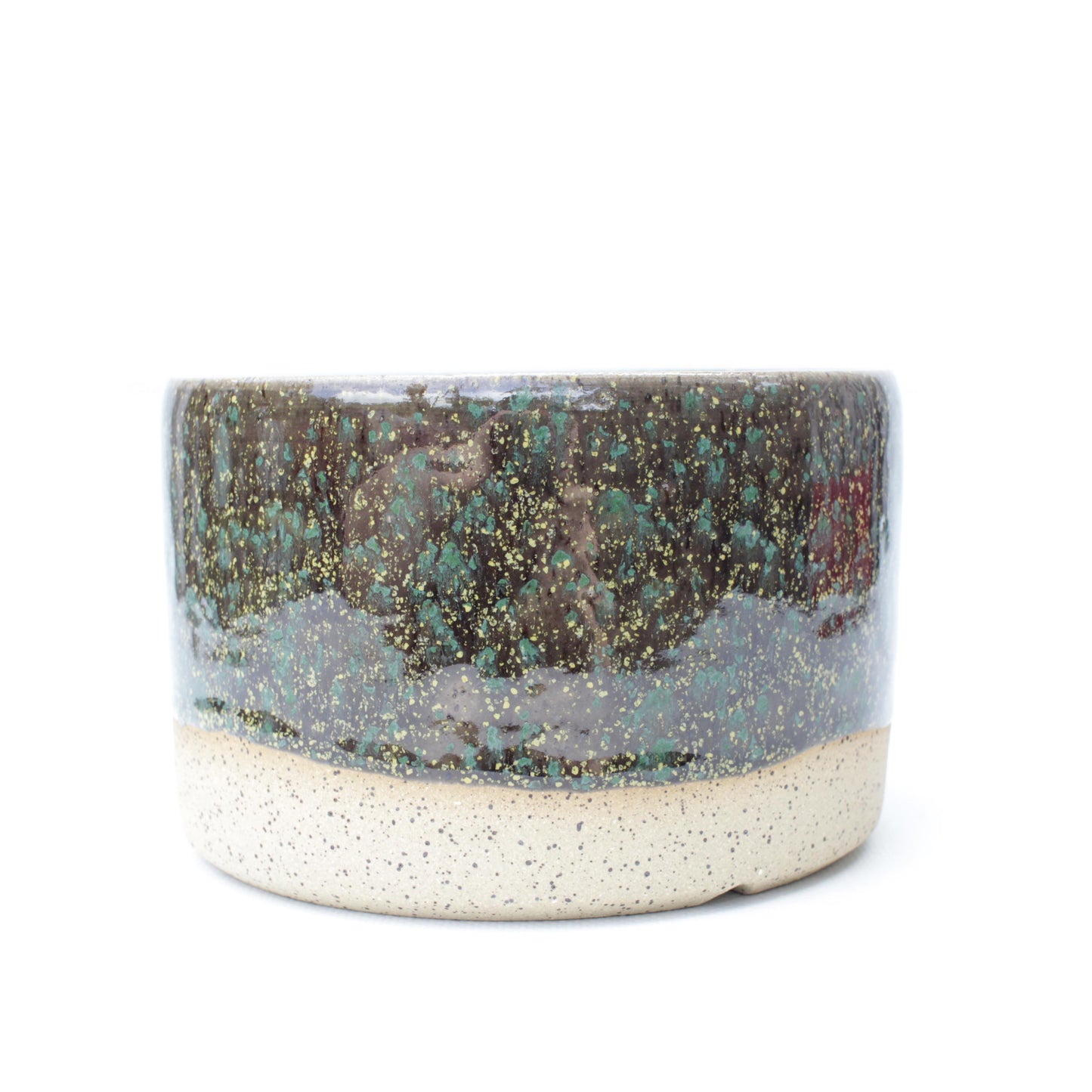 5.5" Green & Yellow Speckled Stoneware Planter Pot