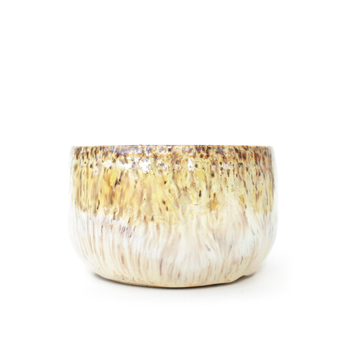 4.25" Crystal Cream Speckled Stoneware Planter Pot
