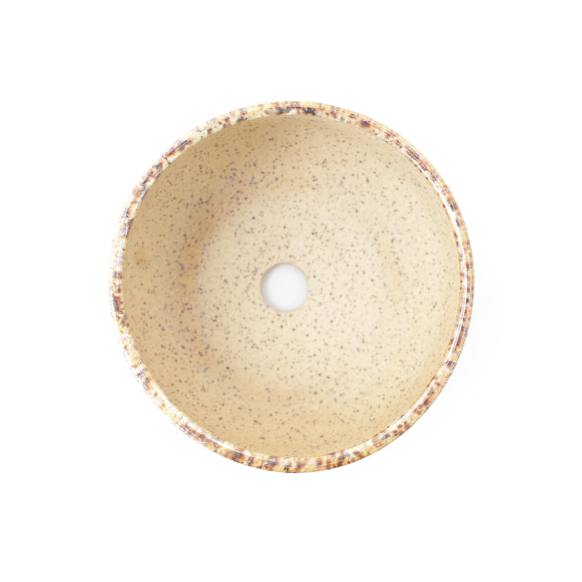 4.25" Crystal Cream Speckled Stoneware Planter Pot