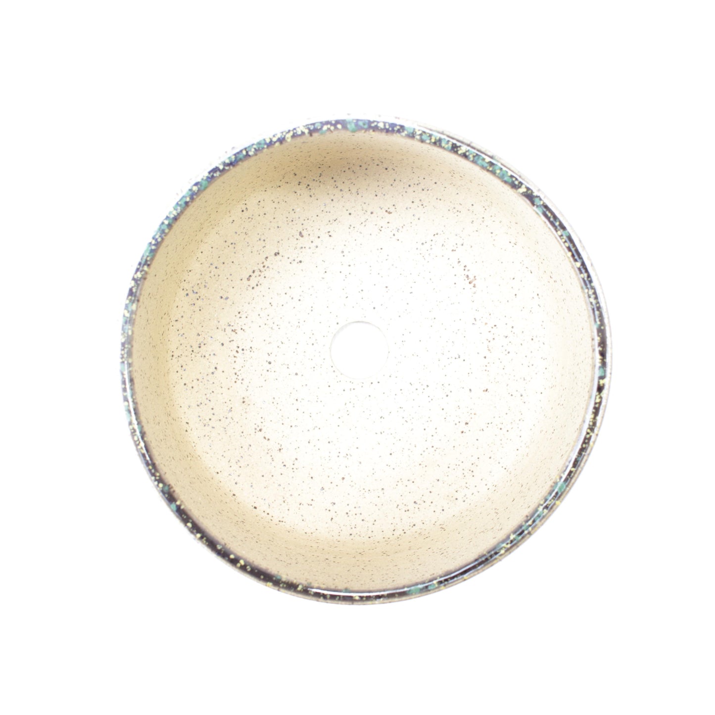 5.5" Green & Yellow Speckled Stoneware Planter Pot