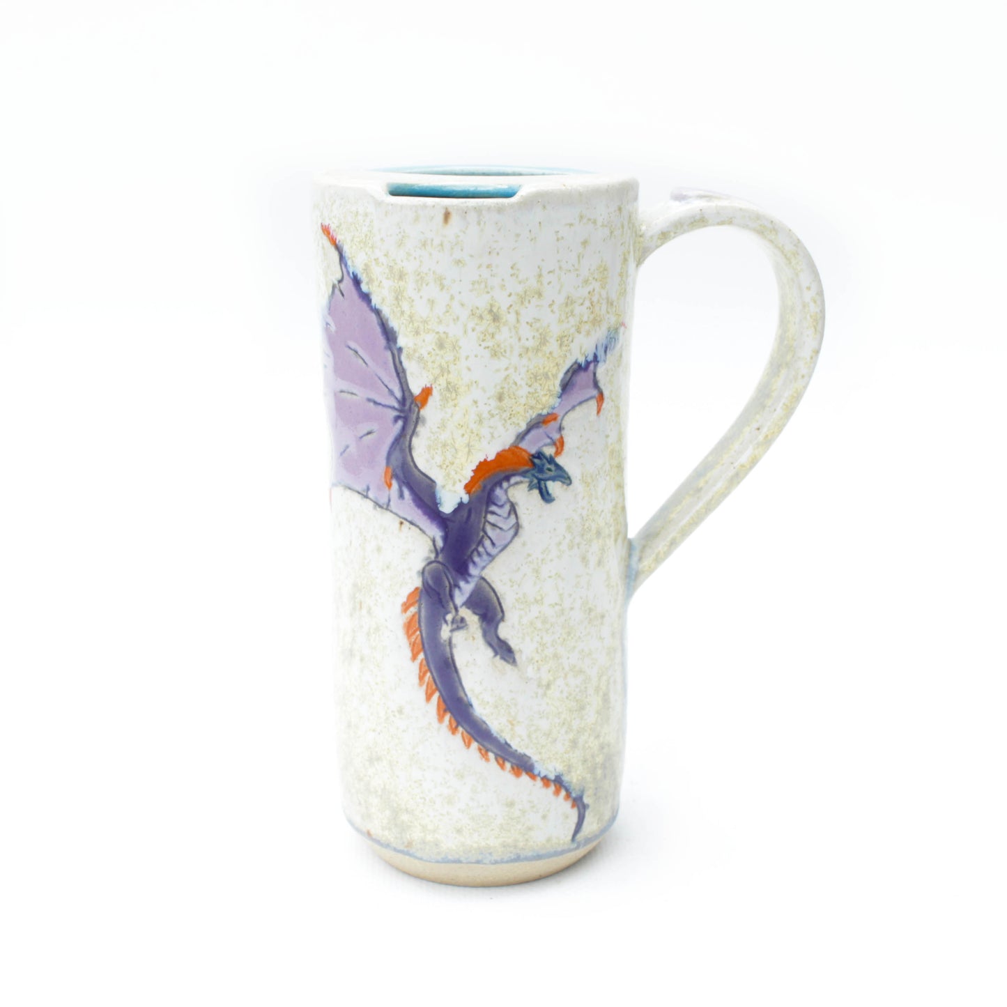 Purple Dragon Skinny Stoneware Travel Mug with Handle