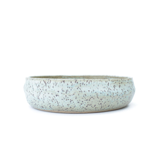 8" Turquoise Speckled Stoneware Bonsai Pot