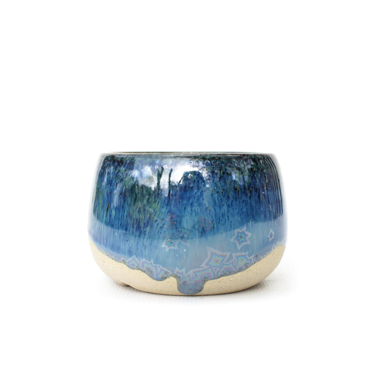 2.75" Blue Crystal Stoneware Planter Pot