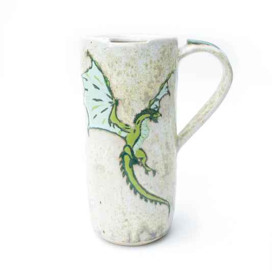 Green Dragon Skinny Stoneware Travel Mug with Handle