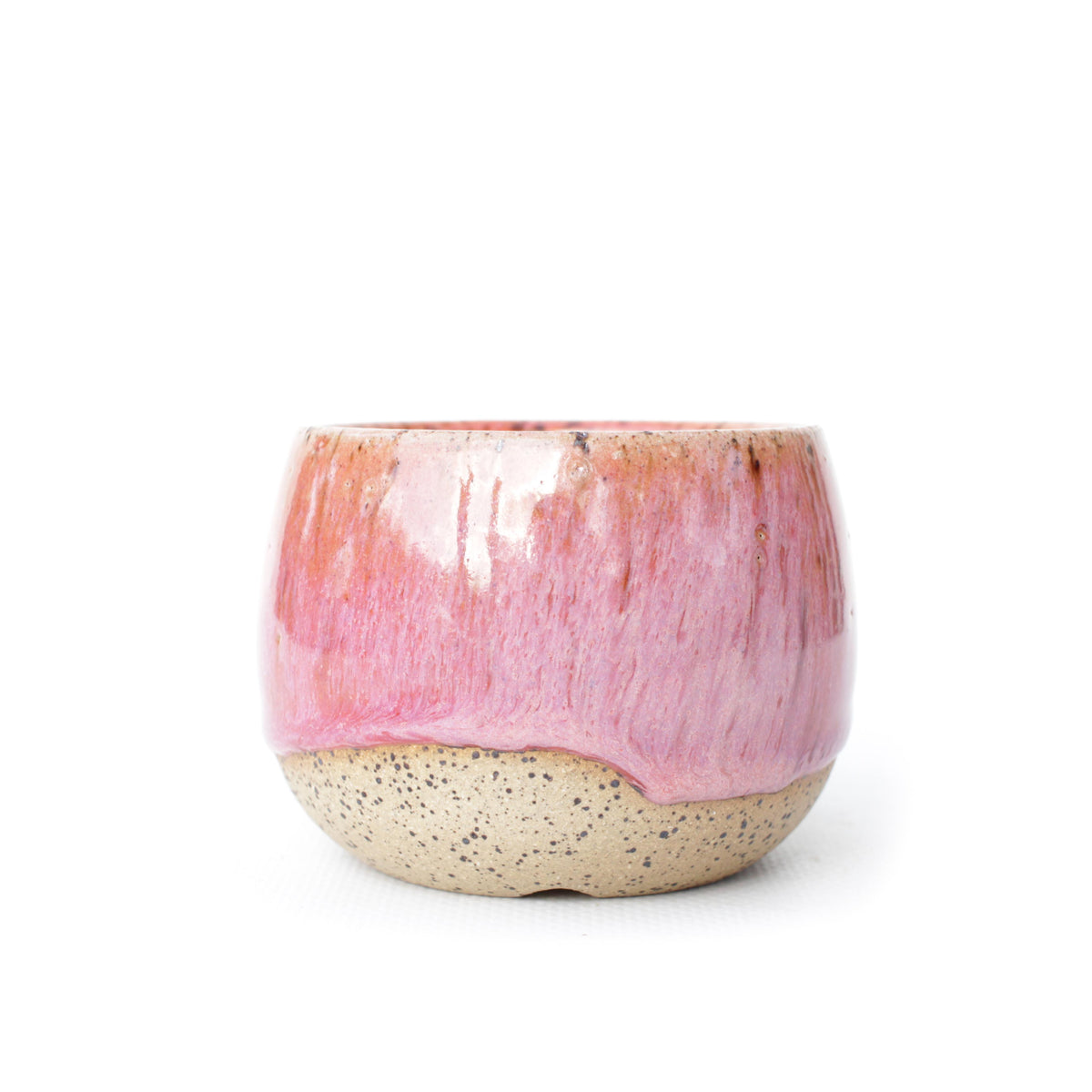 3" Coral Pink Speckled Stoneware Planter Pot