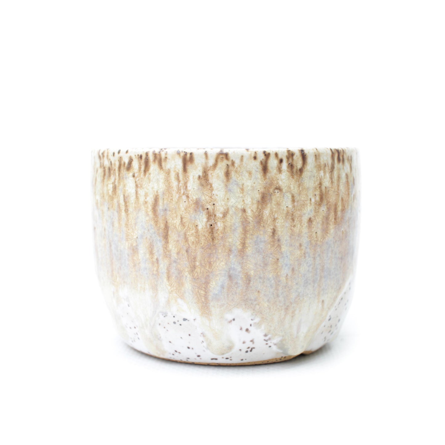 3" Golden Crystalline White Speckled Stoneware Planter Pot
