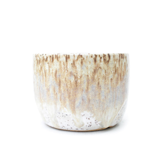 3" Golden Crystalline White Speckled Stoneware Planter Pot