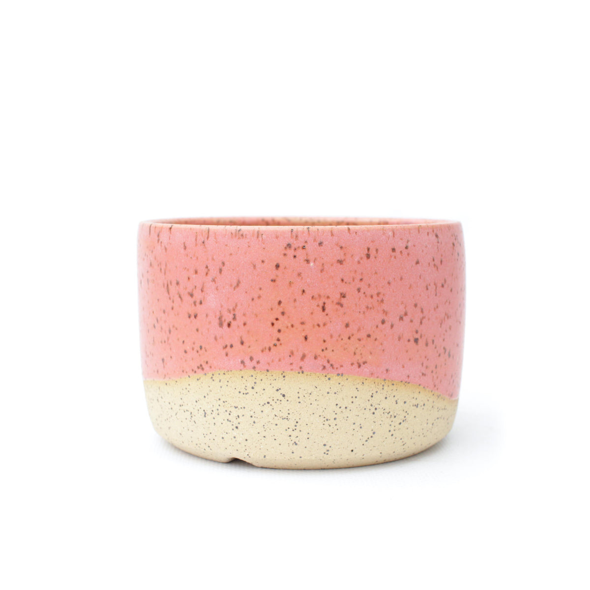 4.25" Coral Pink Speckled Stoneware Planter Pot