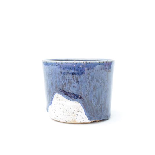 3" Blue & White Speckled Stoneware Planter Pot