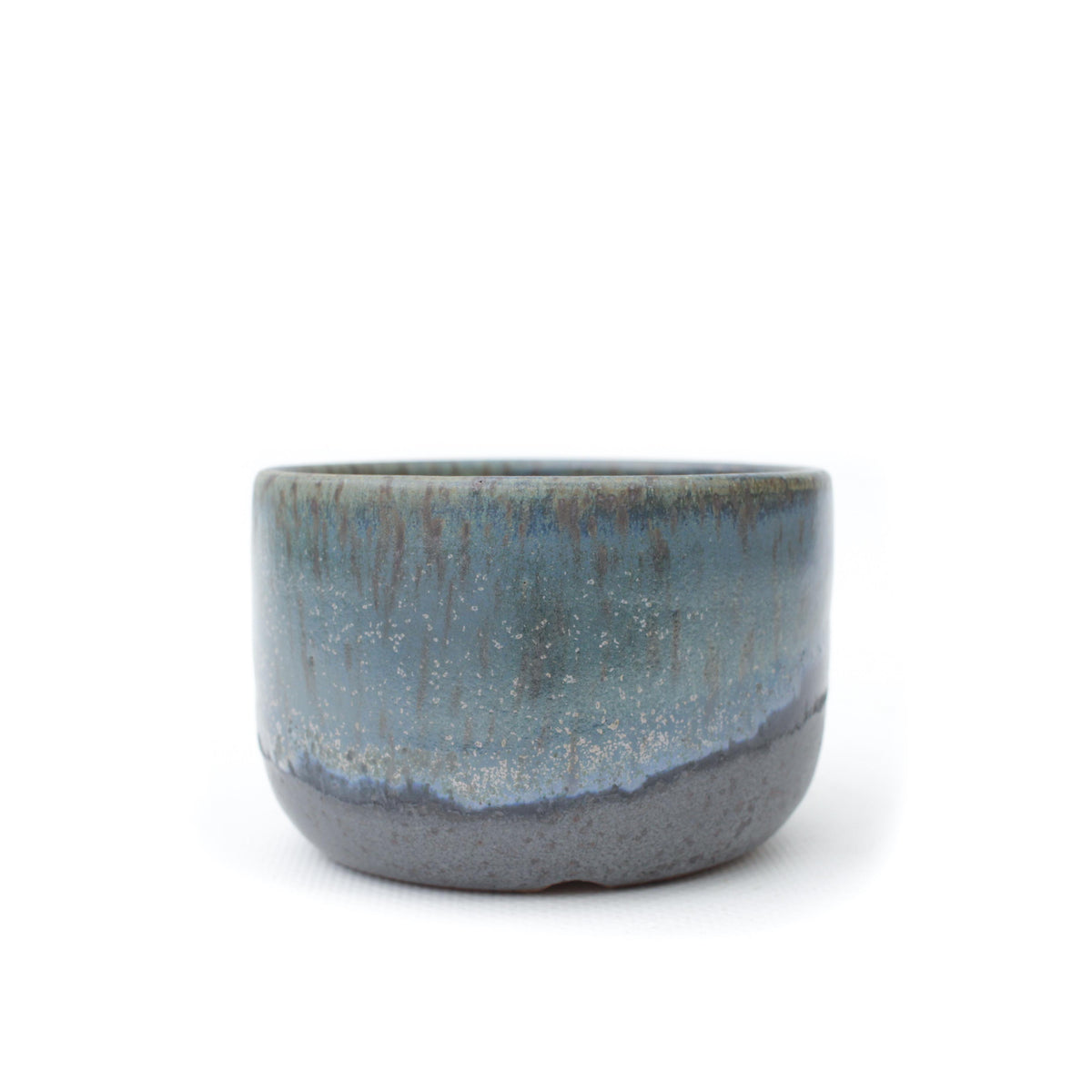 3" Blue & Grey Speckled Stoneware Planter Pot