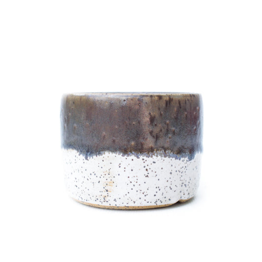 2.75" Brown & White Speckled Stoneware Planter Pot