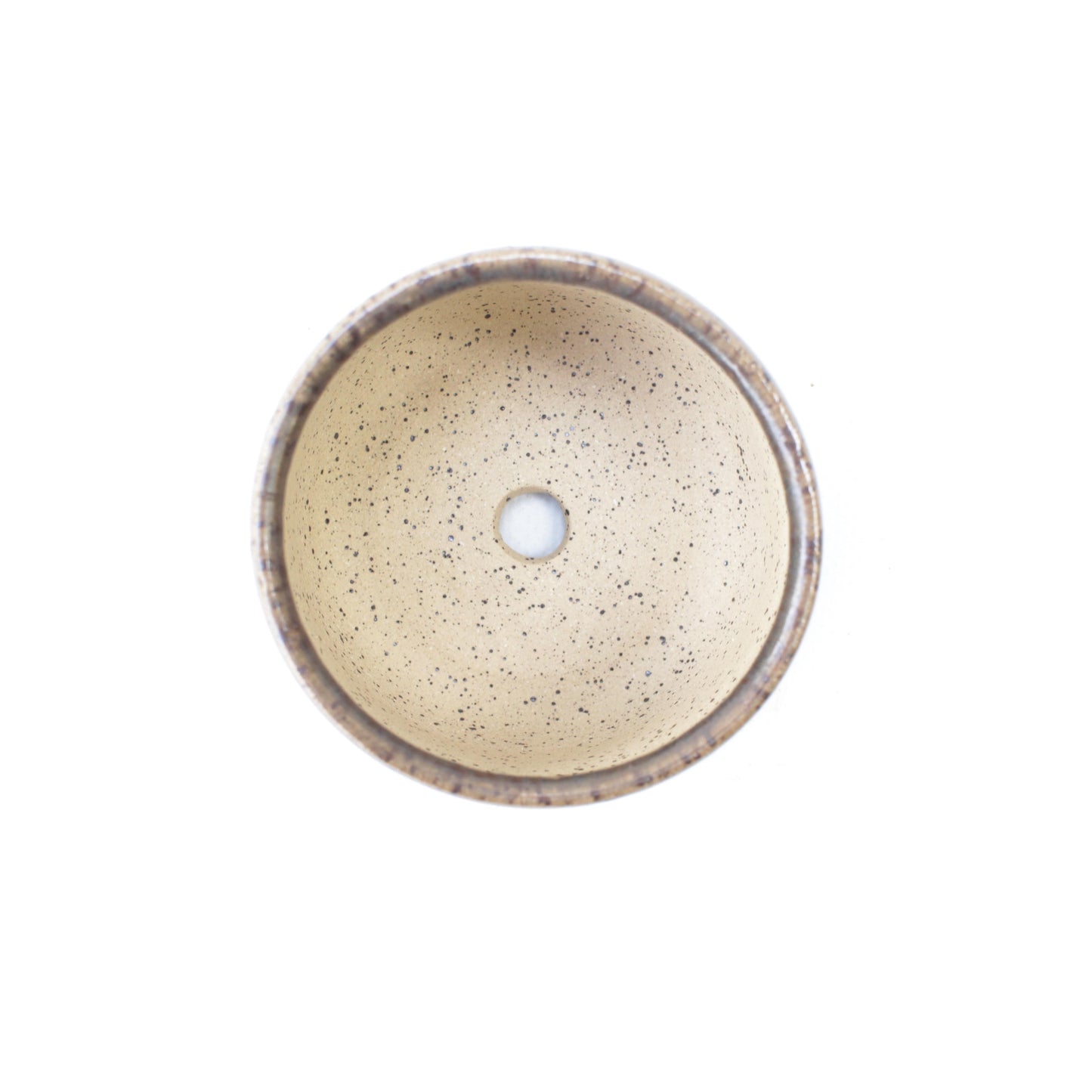 2.75" Brown & White Speckled Stoneware Planter Pot