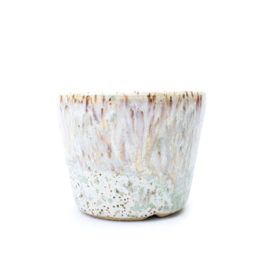 3" Pastel White Speckled Stoneware Planter Pot