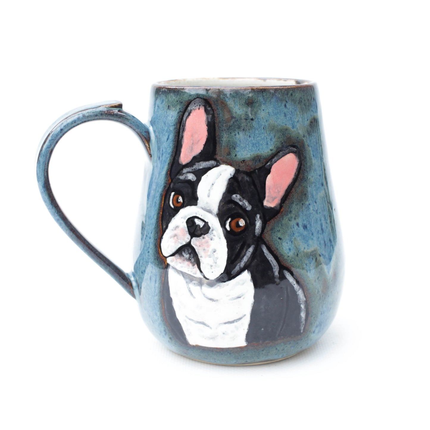Tuxedo Boston Terrier Blue Stoneware Mug