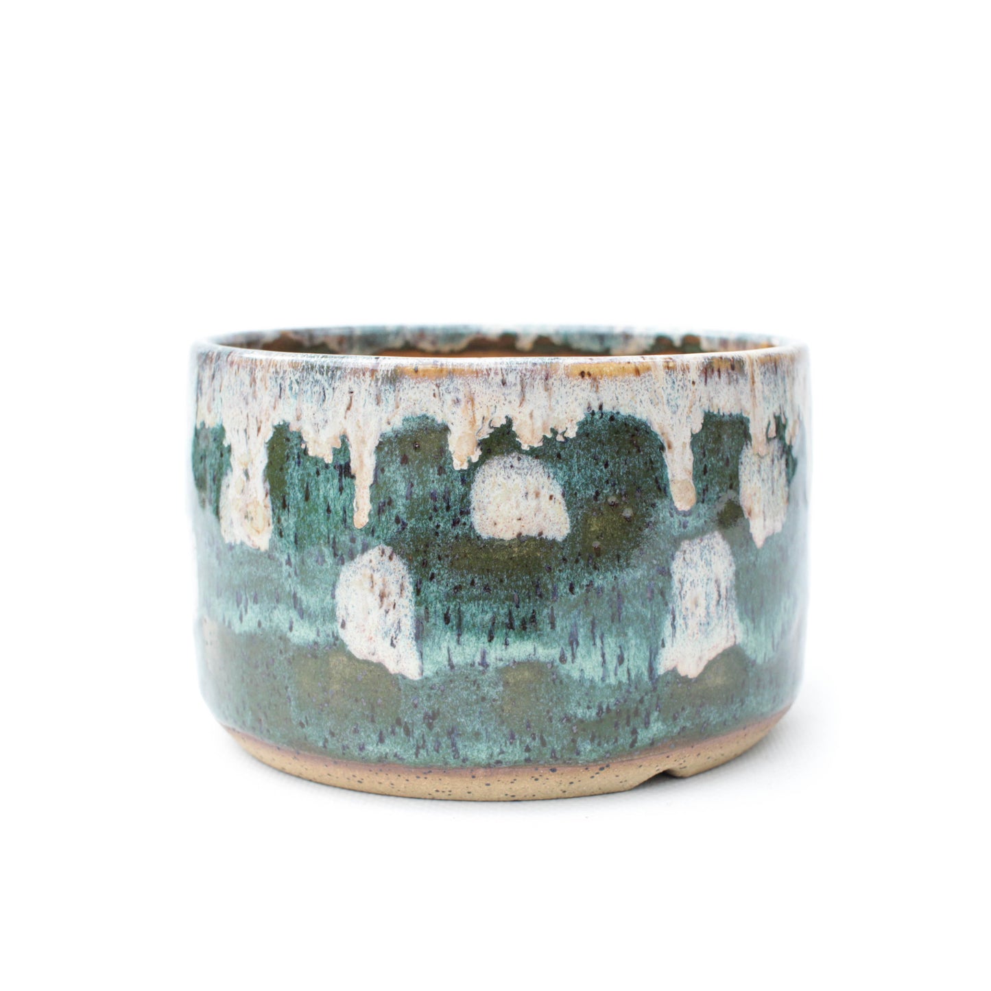 5" Green Speckled Stoneware Planter Pot