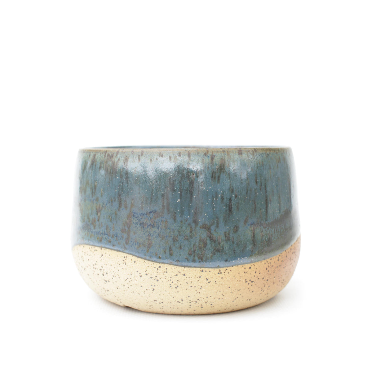 4.5" Blue Speckled Stoneware Planter Pot