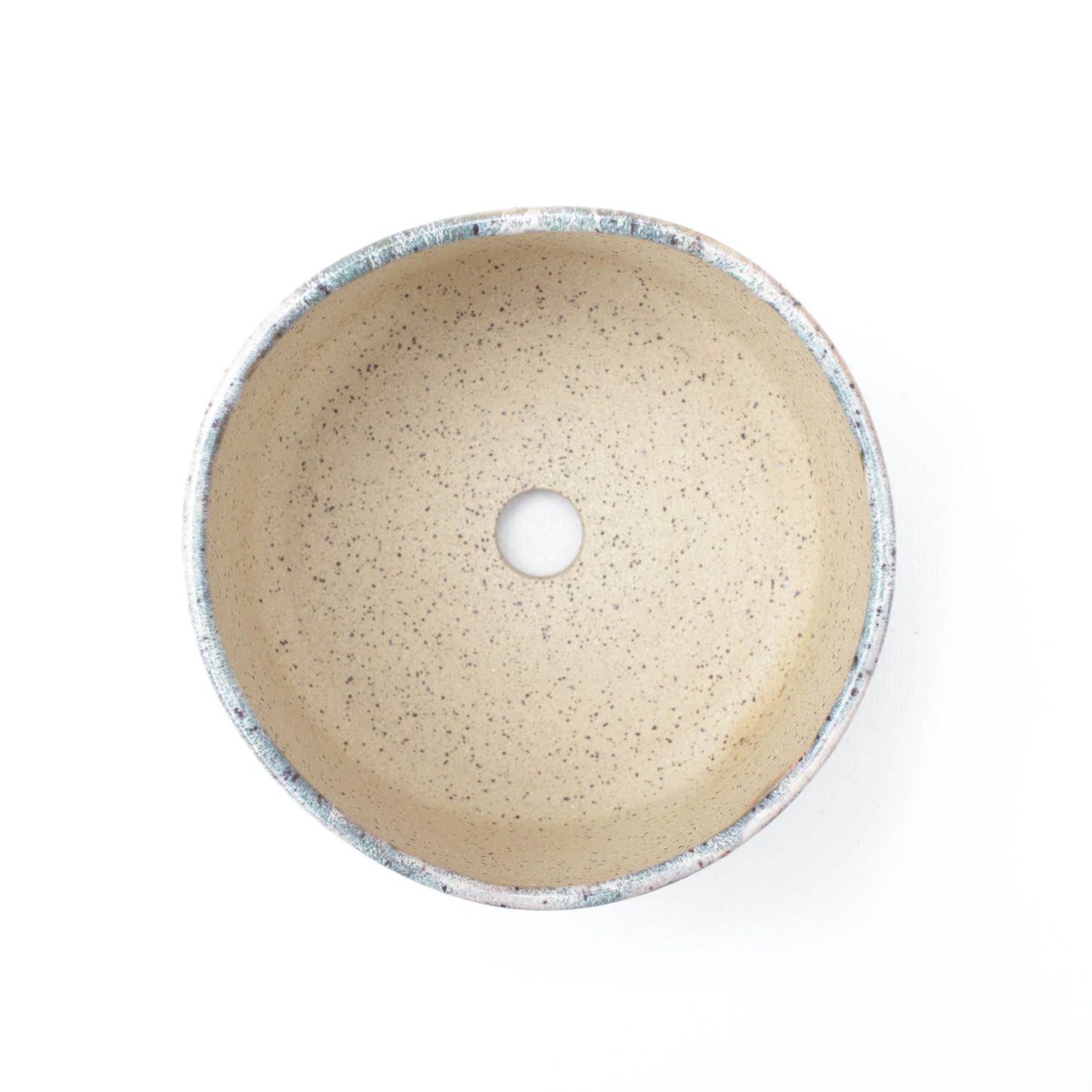 5" Green Speckled Stoneware Planter Pot