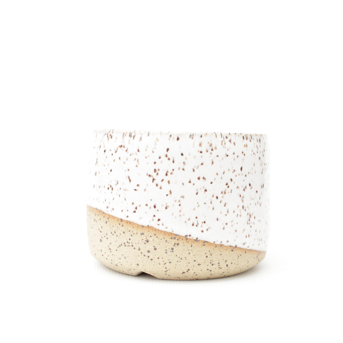 3" White Speckled Stoneware Planter Pot