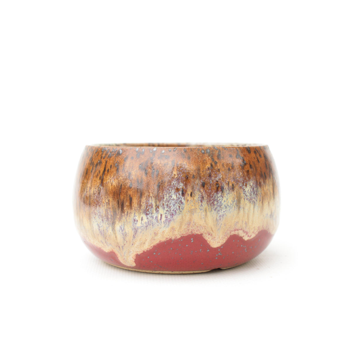 4" Brown & Red Speckled Stoneware Planter Pot