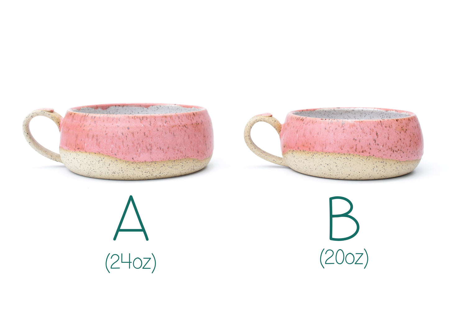 Coral Pink Shallow Speckled Stoneware Mug
