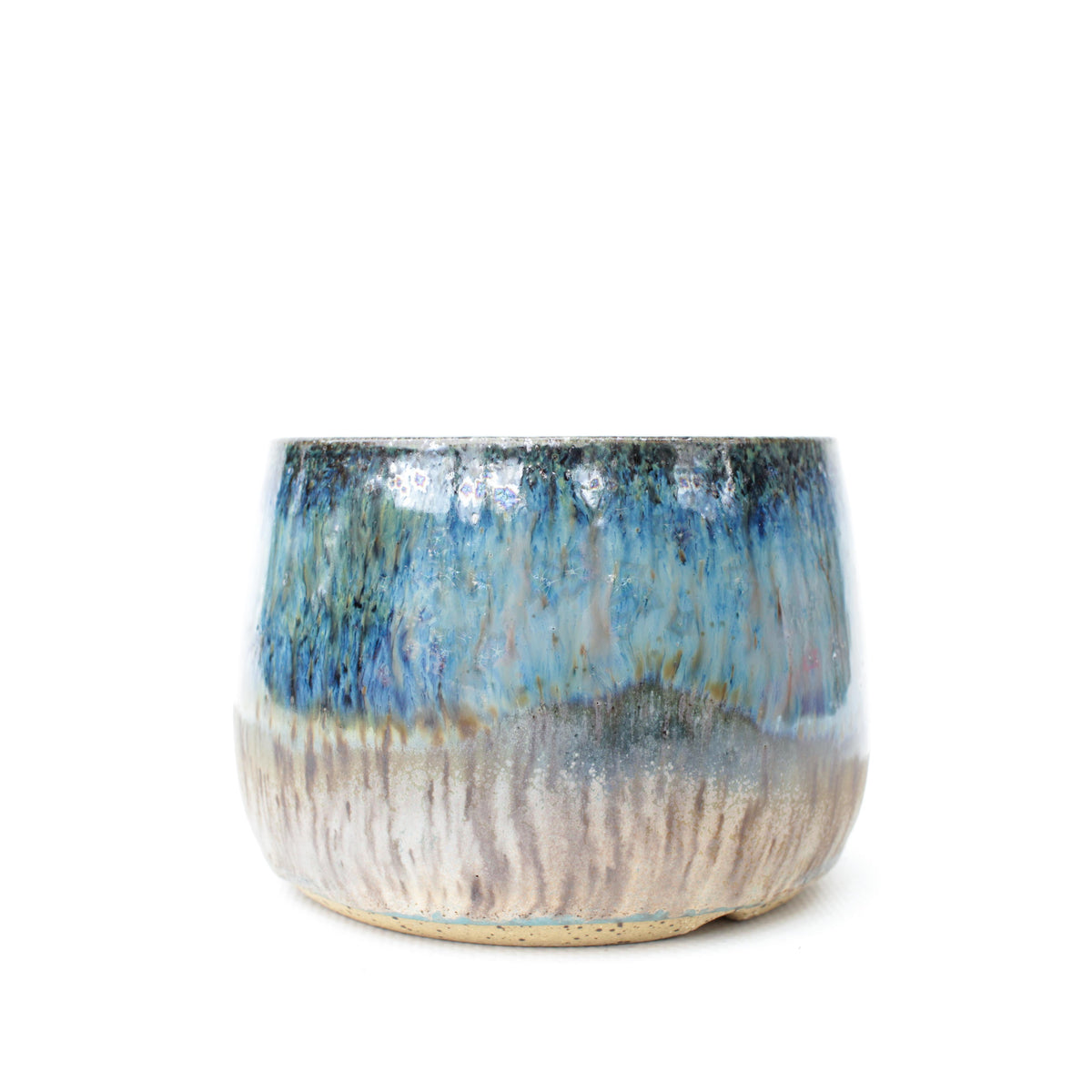 3.75" Blue Speckled Stoneware Planter Pot