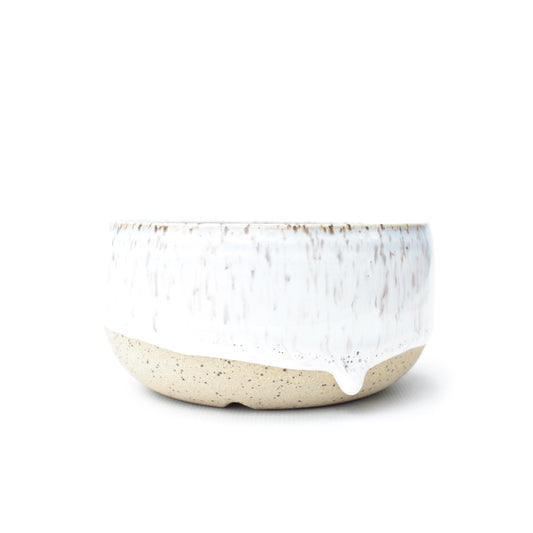4" White Speckled Stoneware Planter Pot