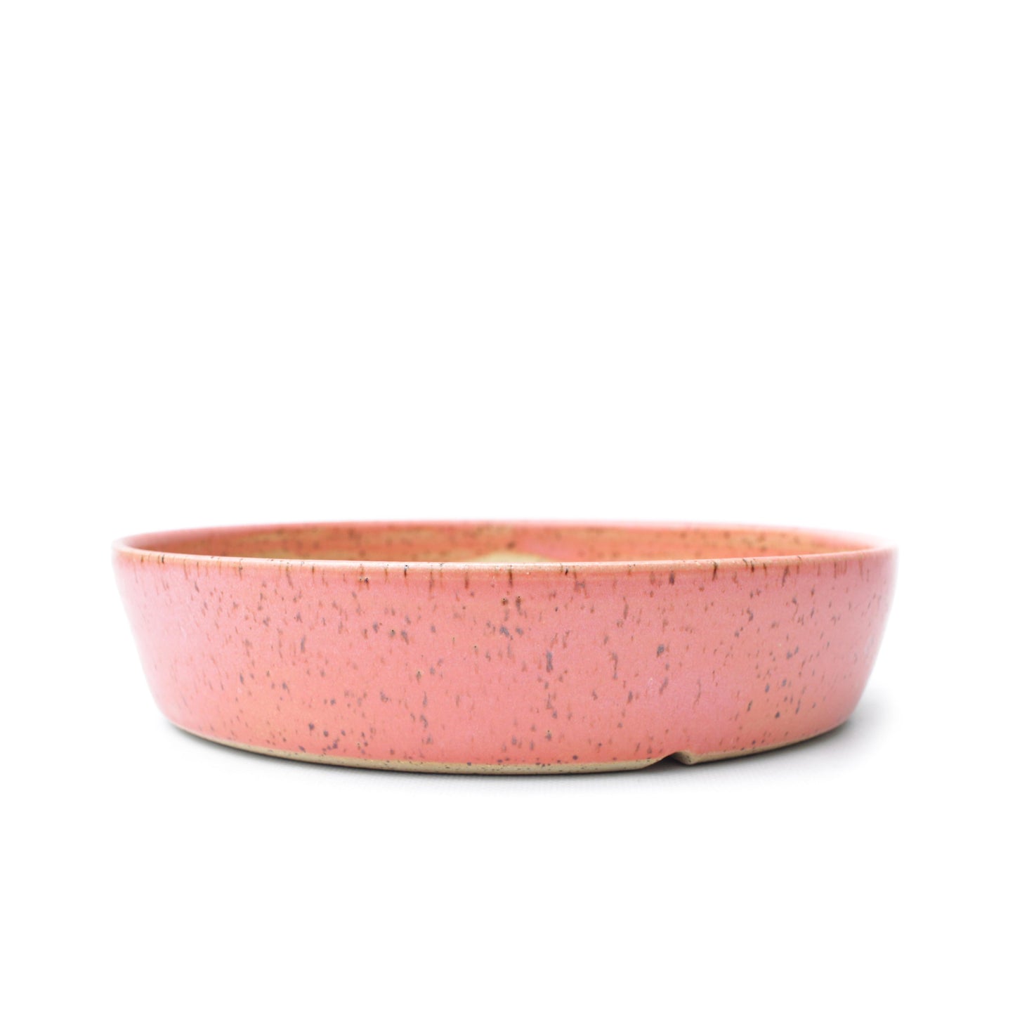 9" Coral Pink Speckled Stoneware Bonsai Pot