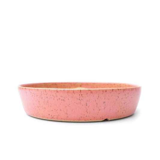 9" Coral Pink Speckled Stoneware Bonsai Pot