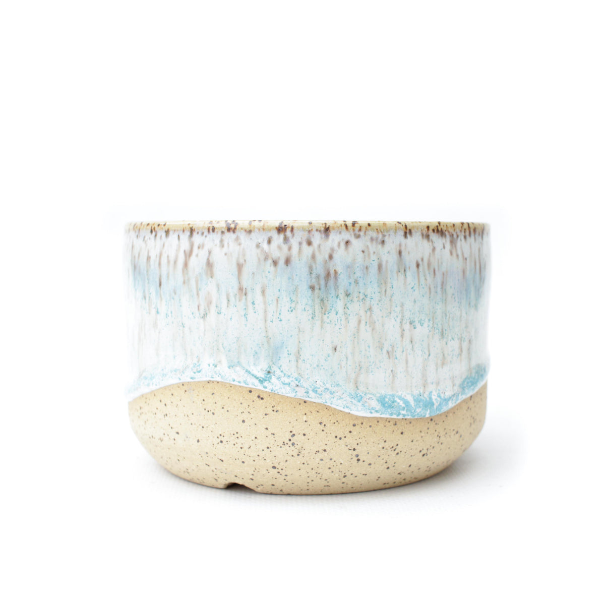 4.25" Light Blue Speckled Stoneware Planter Pot