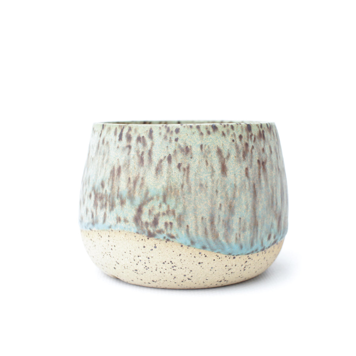 3.25" Turquoise Speckled Stoneware Planter Pot