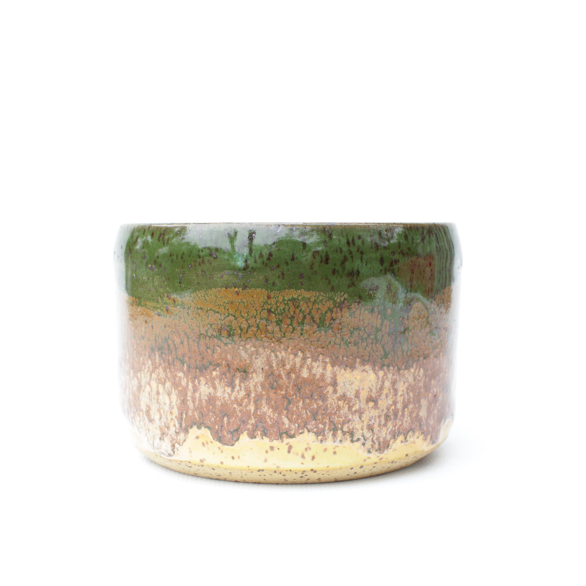 4.5" Green & Yellow Speckled Stoneware Planter Pot