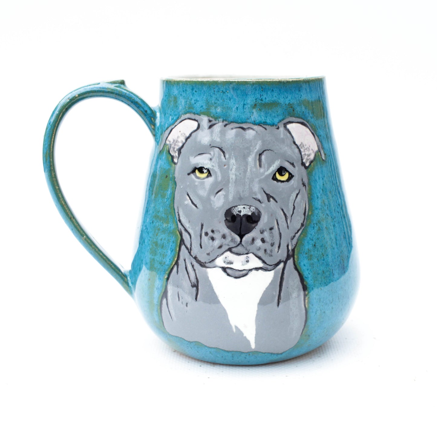 Blue Nose Staffordshire Terrier Teal Stoneware Mug