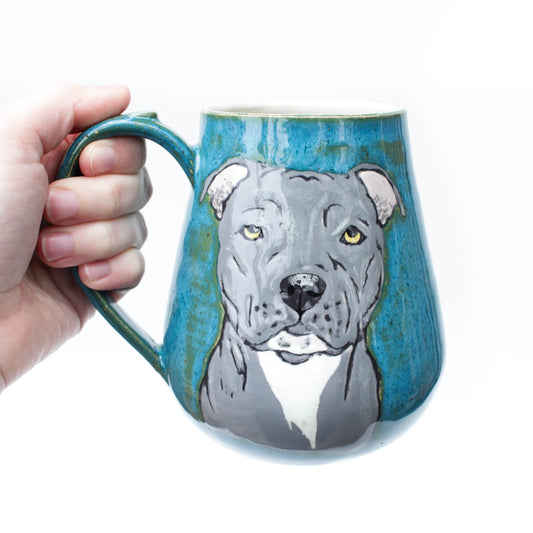 Blue Nose Staffordshire Terrier Teal Stoneware Mug