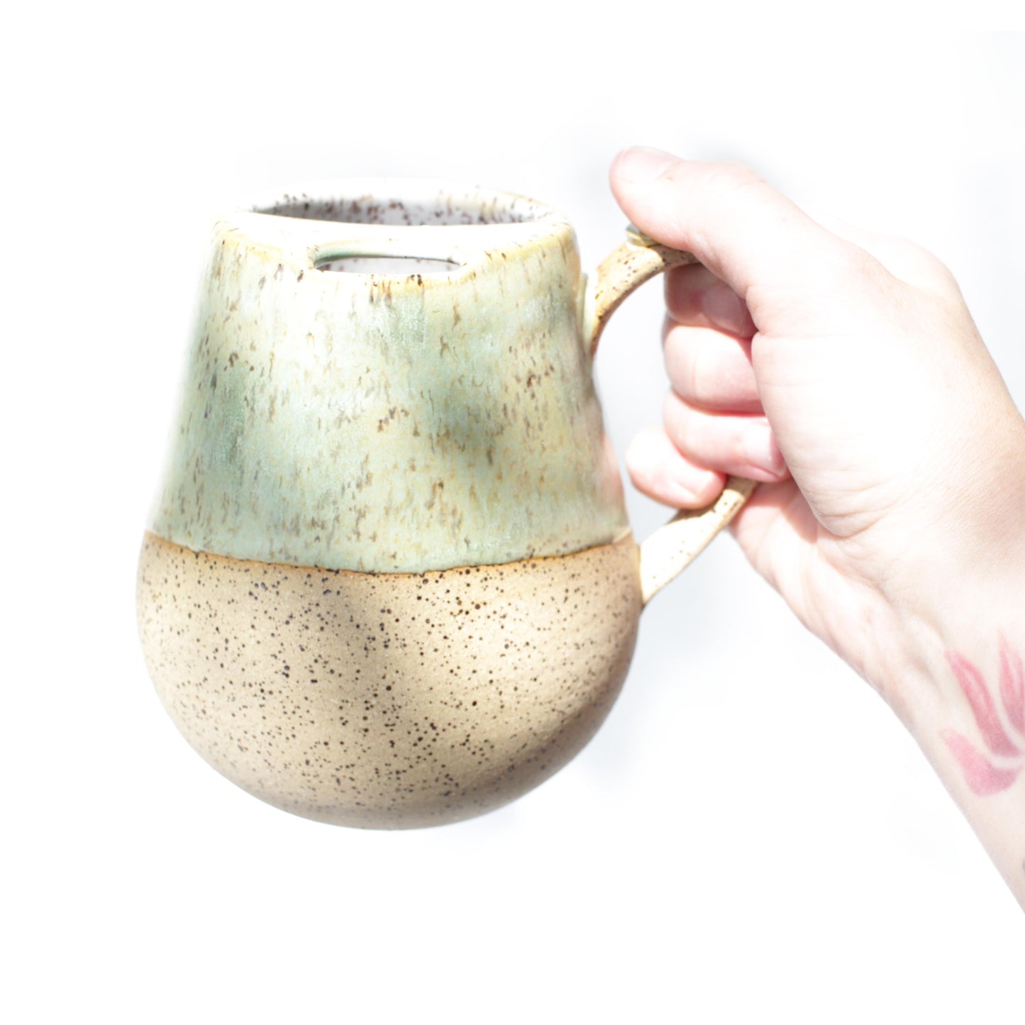 Seafoam Green Cozy Speckled Stoneware Sip-Top Mug