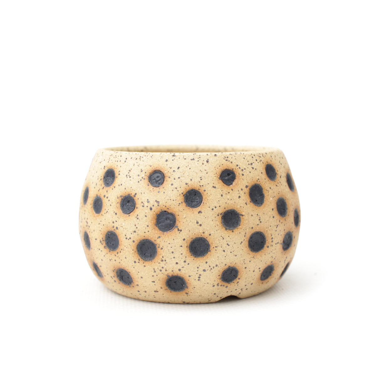 3.25" Black Speckled Stoneware Planter Pot